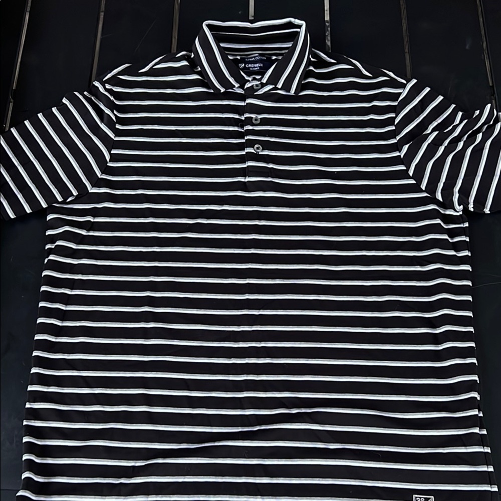 Daniel Cremieux Black and White Striped Polo Shirt